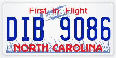 NC license plate DIB9086