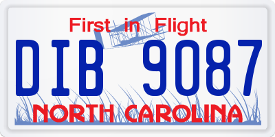 NC license plate DIB9087