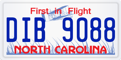 NC license plate DIB9088