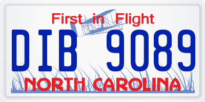 NC license plate DIB9089