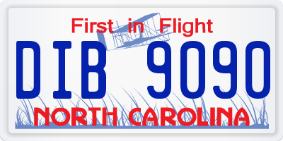 NC license plate DIB9090