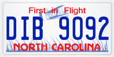 NC license plate DIB9092