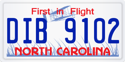 NC license plate DIB9102