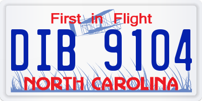 NC license plate DIB9104