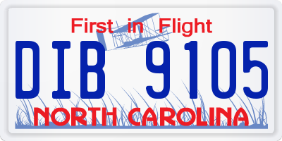 NC license plate DIB9105