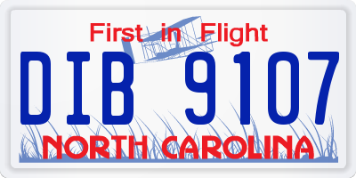 NC license plate DIB9107