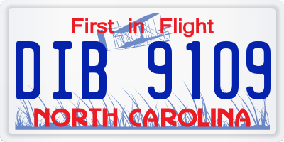 NC license plate DIB9109