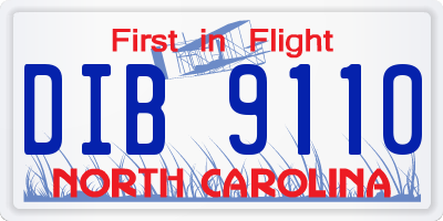 NC license plate DIB9110