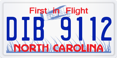 NC license plate DIB9112