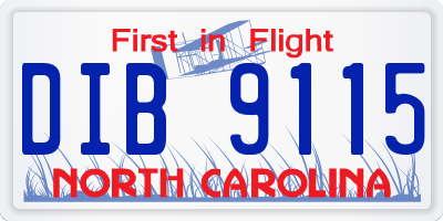 NC license plate DIB9115