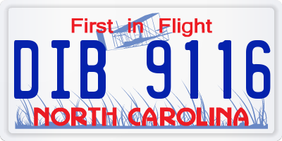 NC license plate DIB9116