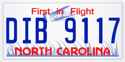 NC license plate DIB9117