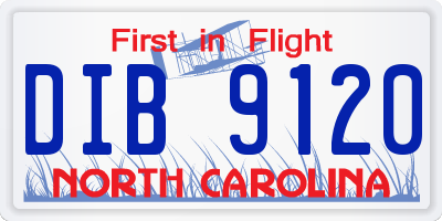 NC license plate DIB9120