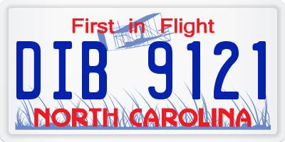NC license plate DIB9121