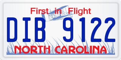 NC license plate DIB9122