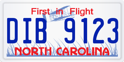 NC license plate DIB9123