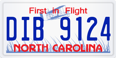 NC license plate DIB9124