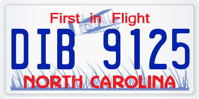 NC license plate DIB9125