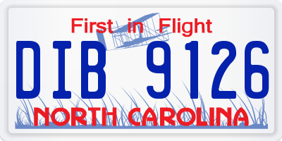 NC license plate DIB9126
