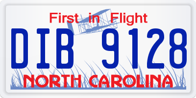 NC license plate DIB9128