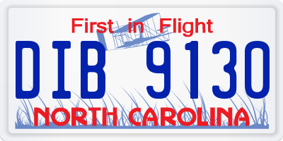 NC license plate DIB9130