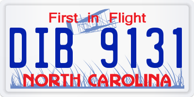 NC license plate DIB9131