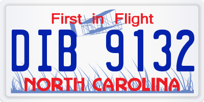 NC license plate DIB9132