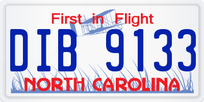NC license plate DIB9133
