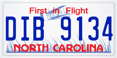 NC license plate DIB9134