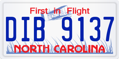 NC license plate DIB9137