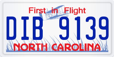 NC license plate DIB9139
