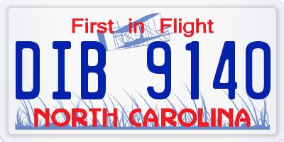 NC license plate DIB9140