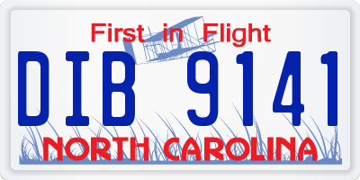 NC license plate DIB9141