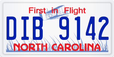 NC license plate DIB9142