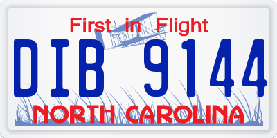 NC license plate DIB9144