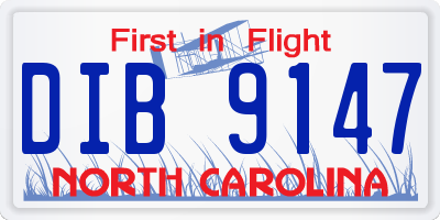 NC license plate DIB9147