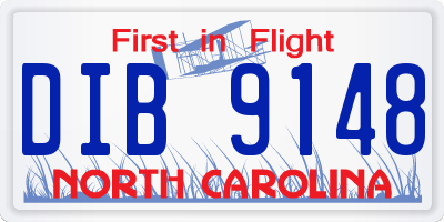 NC license plate DIB9148