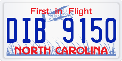 NC license plate DIB9150