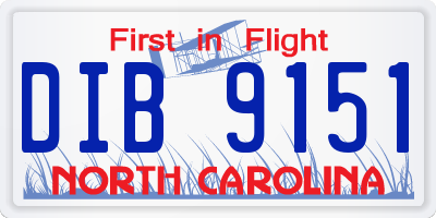 NC license plate DIB9151