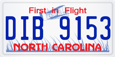NC license plate DIB9153