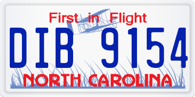 NC license plate DIB9154