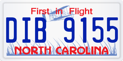NC license plate DIB9155