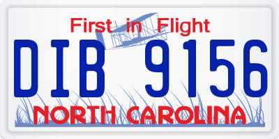 NC license plate DIB9156