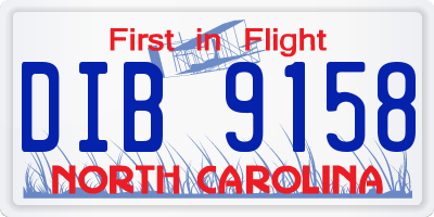 NC license plate DIB9158