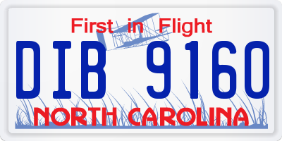 NC license plate DIB9160