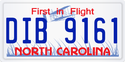 NC license plate DIB9161
