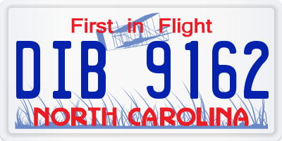 NC license plate DIB9162