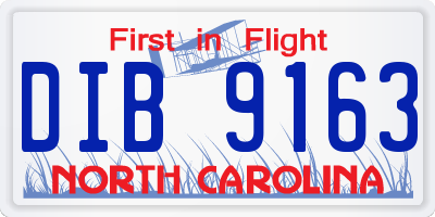 NC license plate DIB9163