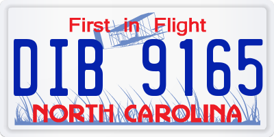 NC license plate DIB9165