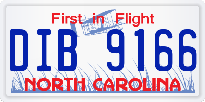 NC license plate DIB9166